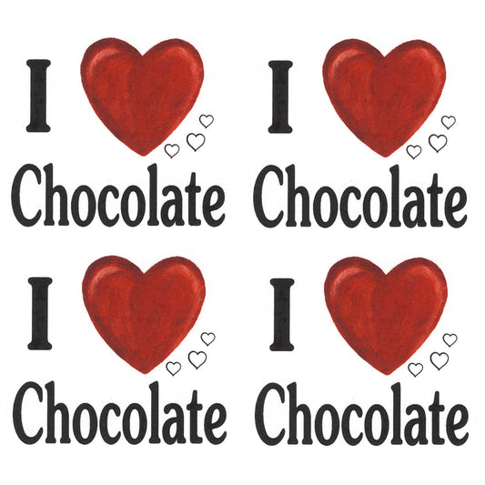 I Love Chocolate Overglaze Waterslide Ceramic Decals