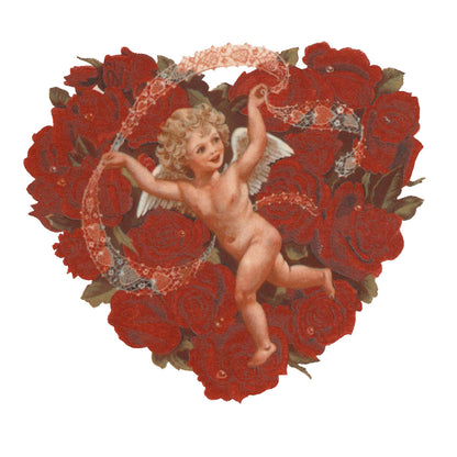 Victorian Rose Heart Cherub Overglaze Waterslide Ceramic Decals