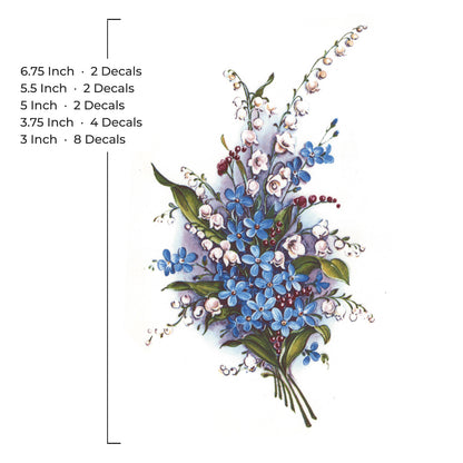 Forget Me Not Lily Flowers Overglaze Waterslide Ceramic Decals