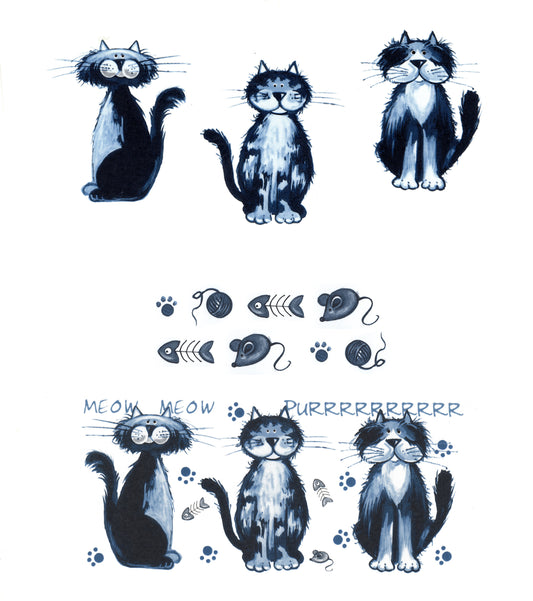 Alley Cats and Bits Overglaze Waterslide Ceramic Decals