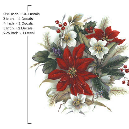 Christmas Poinsettia Overglaze Waterslide Ceramic Decals