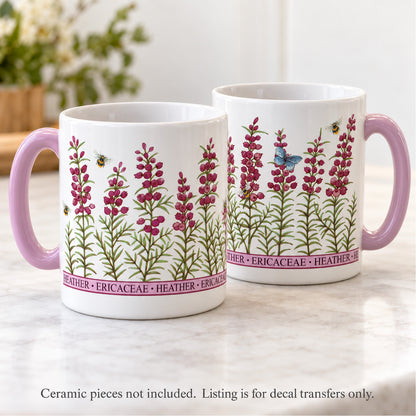 Overglaze Waterslide Decals for Ceramics Heather Flower Wrap 2 pcs