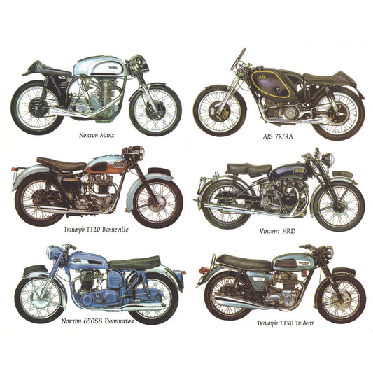 Vintage Motorcycle Set of Overglaze Ceramic Decals