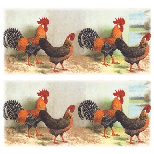 Overglaze Waterslide Decal for Ceramics Leghorn Rooster Wraps 2 pcs