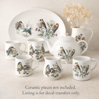 4 British Birds Overglaze Waterslide Ceramic Decals