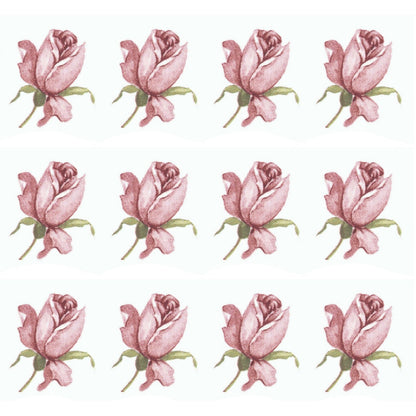 Pink Rose Bud Flower 12 pcs 1.25 Inch Overglaze Waterslide Ceramic Decals