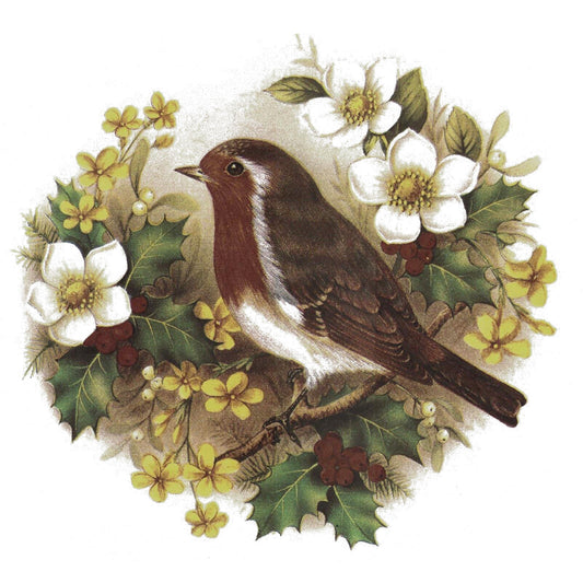 Robin Dogwood Christmas Holly Center Overglaze Waterslide Ceramic Decals