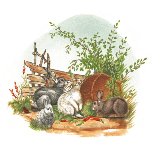 Rabbits in the Garden Overglaze Ceramic Decals