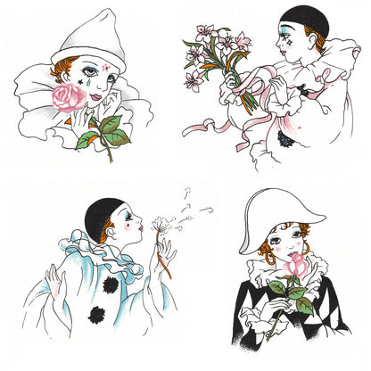 Pierrot Sad Clowns Overglaze Ceramic Decals