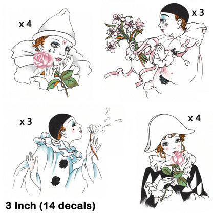 Pierrot Sad Clowns Overglaze Ceramic Decals