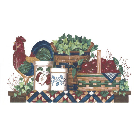 Country Rooster Ivy Quilt Overglaze Ceramic Decals