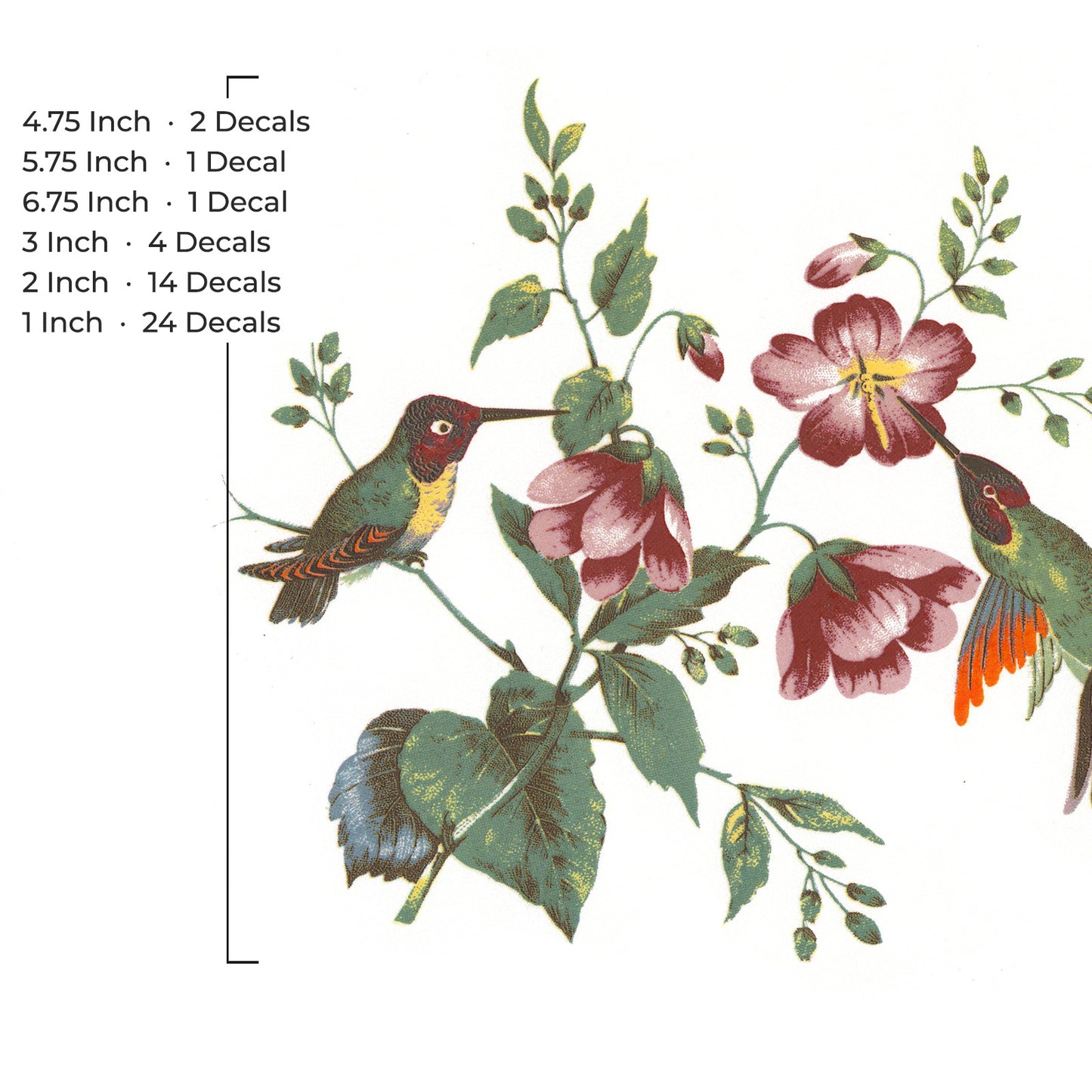 Hummingbird Flowers Overglaze Waterslide Ceramic Decals