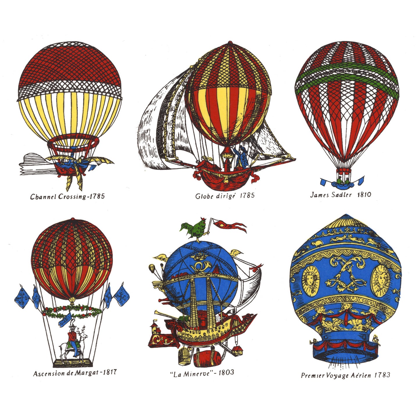 Hot Air Balloon 6 pcs 2 Inch Waterslide Ceramic Decals