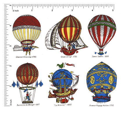 Hot Air Balloon 6 pcs 2 Inch Waterslide Ceramic Decals