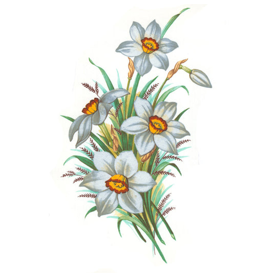White Narcissus Flower Overglaze Waterslide Ceramic Decals
