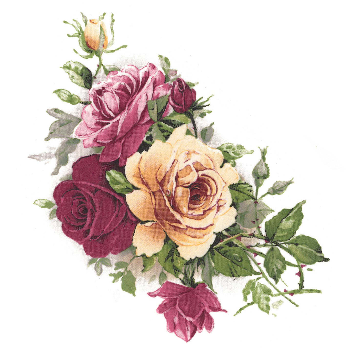 Pink Yellow Rose Flowers Overglaze Waterslide Ceramic Decals