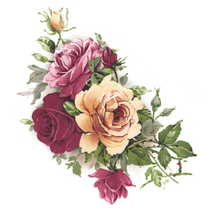 Pink Yellow Rose Flowers Overglaze Waterslide Ceramic Decals