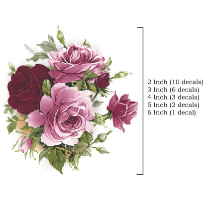 Flowers Pink Summertime Rose Round Overglaze Waterslide Ceramic Decals