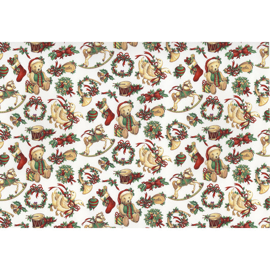 Allover Chintz Christmas Pattern 9 x 13.5 Inch Overglaze Ceramic Decal Sheet