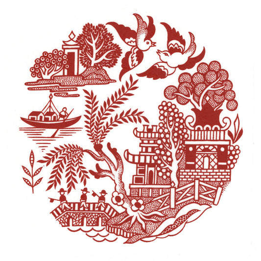 Red Willow China Flower Round Overglaze Waterslide Ceramic Decals