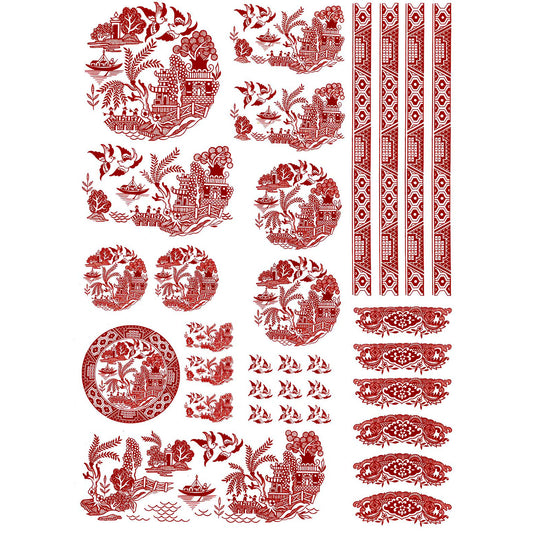 Red Willow China Full Sheet Overglaze Ceramic Decals