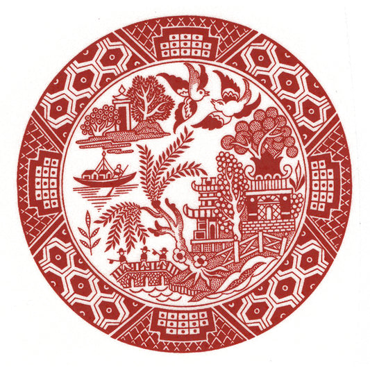 Red Willow China Flower Round Border Overglaze Waterslide Ceramic Decals