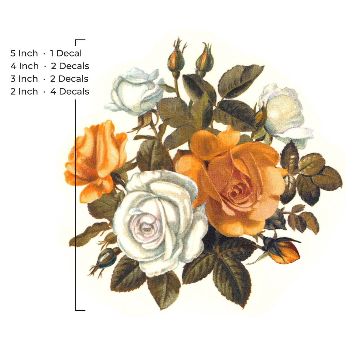 Yellow White Rose Flower Overglaze Waterslide Ceramic Decals
