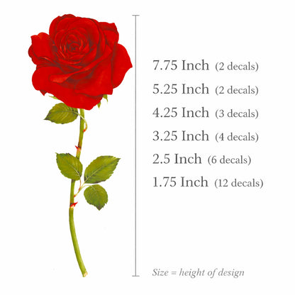 Red Rose Flower Overglaze Waterslide Ceramic Decals