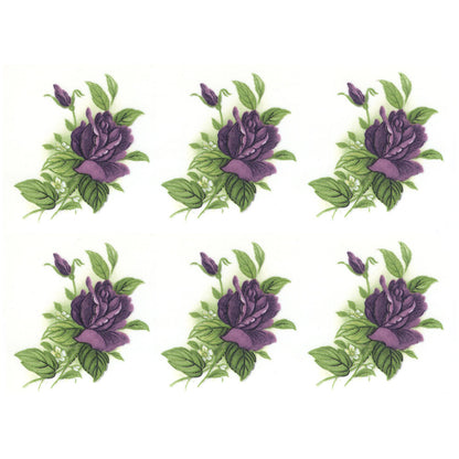 Purple Rose Spray Flower Singles Overglaze Ceramic Decals