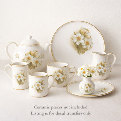 Flower of the Month December Narcissus Overglaze Waterslide Ceramic Decals