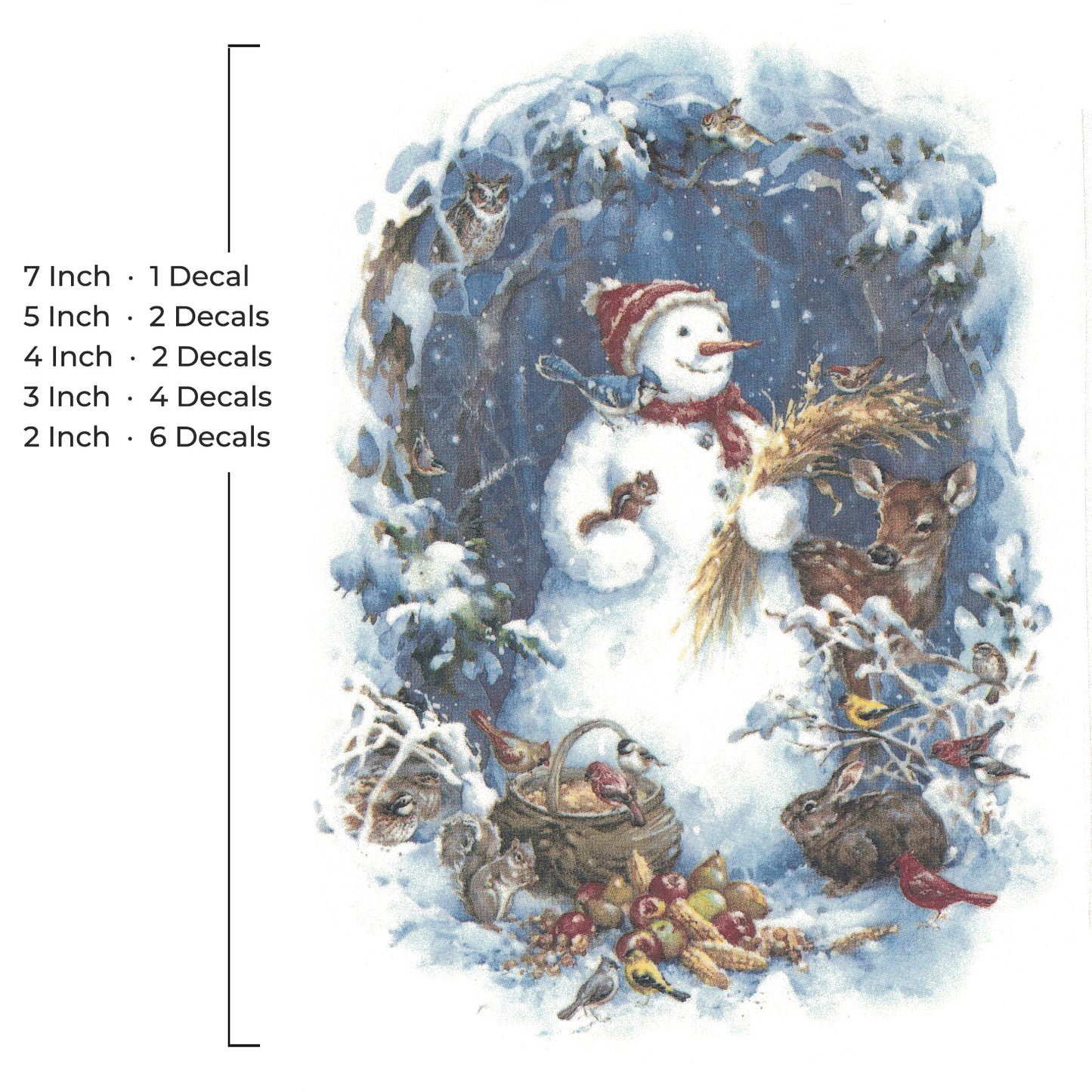 Wildlife Snowman Snowmen Winter Snow Overglaze Waterslide Ceramic Decals