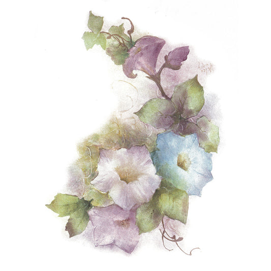 Lilac Blue Morning Glory Flowers Overglaze Waterslide Ceramic Decals