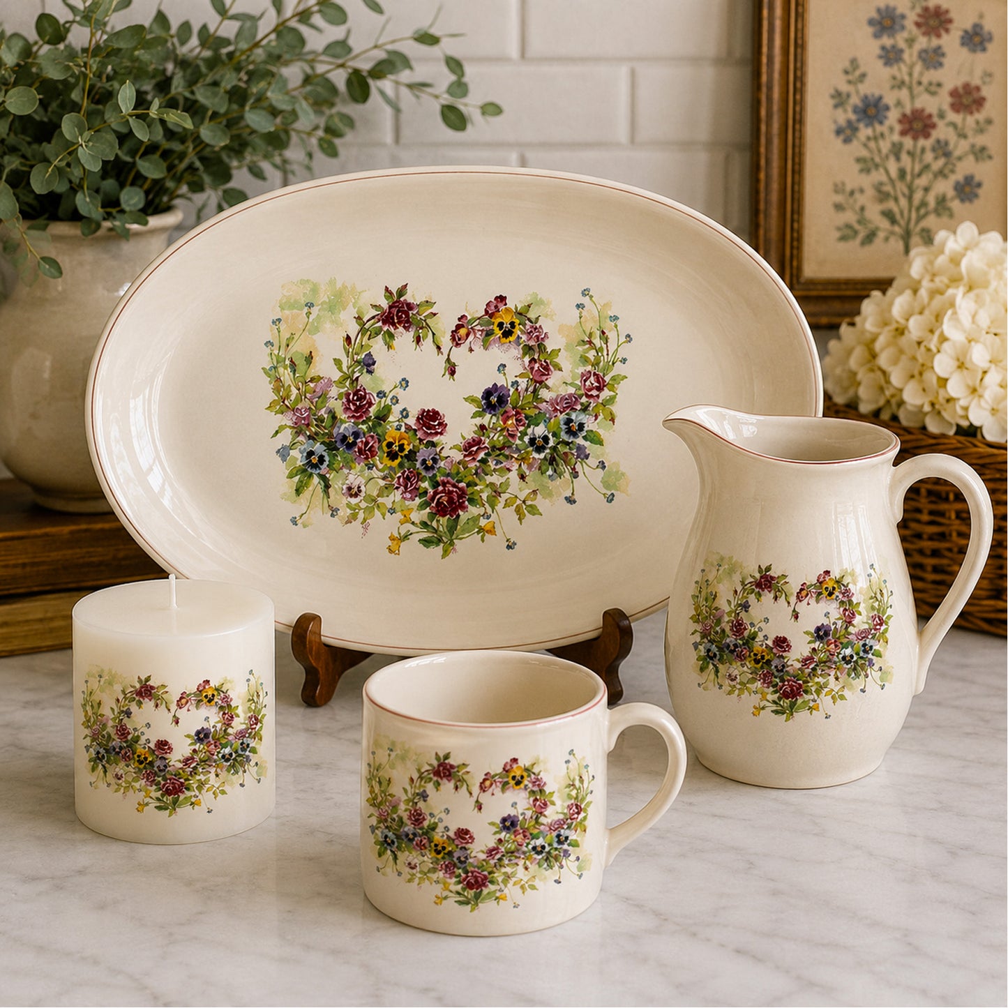 Flower Heart Wreath Overglaze Waterslide Ceramic Decals