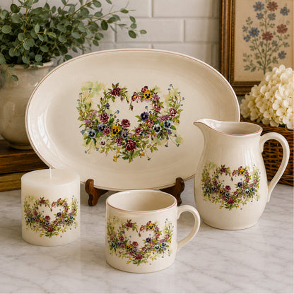 Flower Heart Wreath Overglaze Waterslide Ceramic Decals