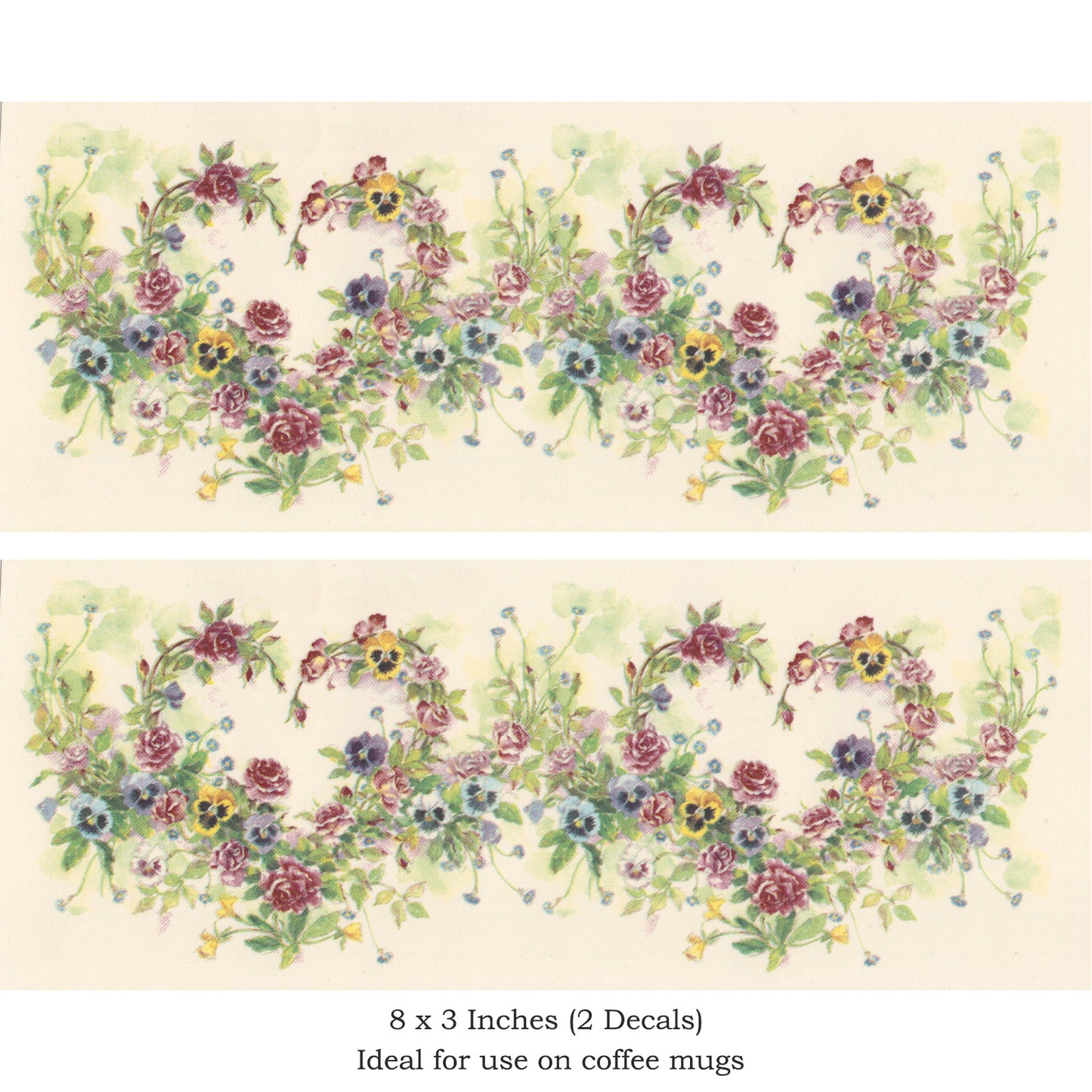 Flower Heart Wreath Overglaze Waterslide Ceramic Decals