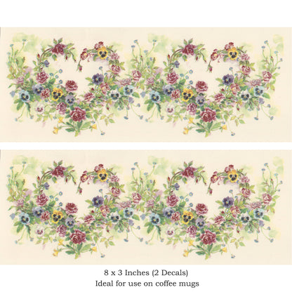 Flower Heart Wreath Overglaze Waterslide Ceramic Decals