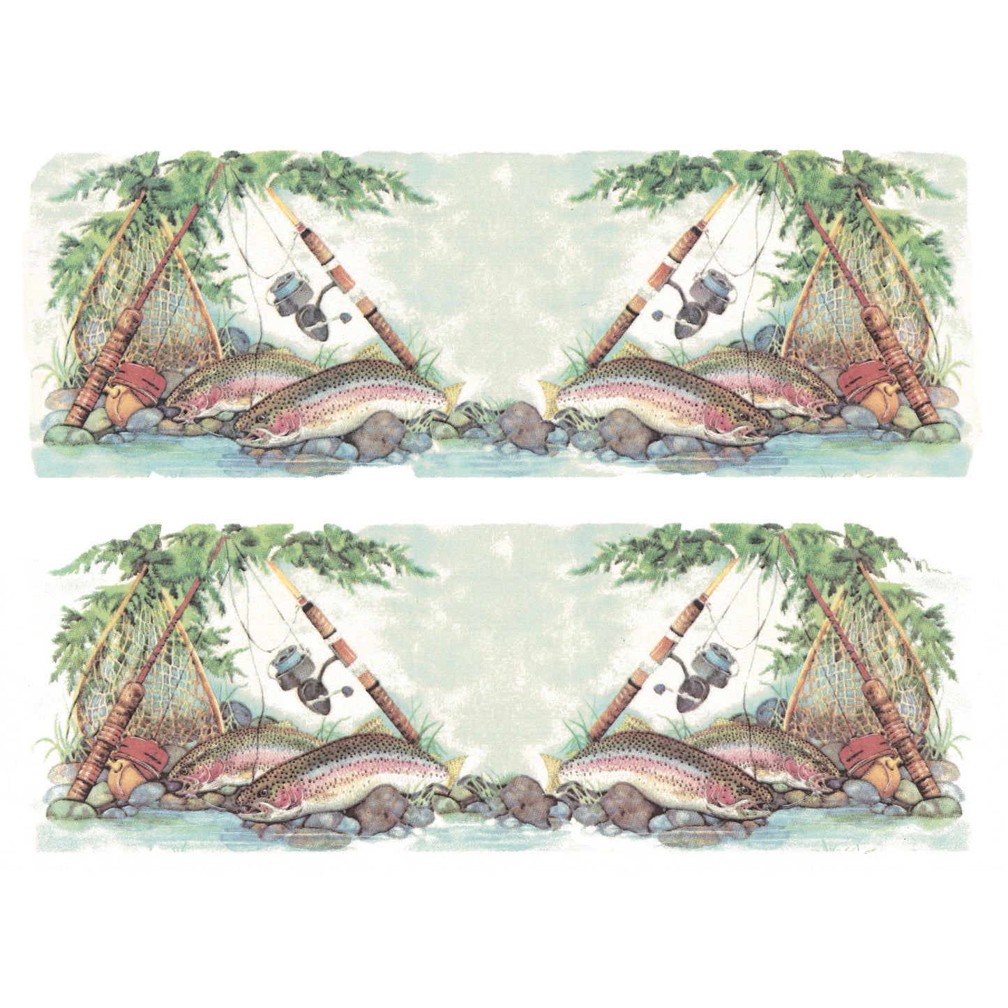 Trout Fish Wrap 2 pcs 8.5 x 3 Inch Overglaze Waterslide Ceramic Decal