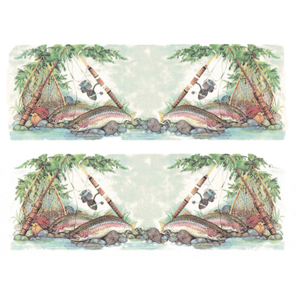 Trout Fish Wrap 2 pcs 8.5 x 3 Inch Overglaze Waterslide Ceramic Decal