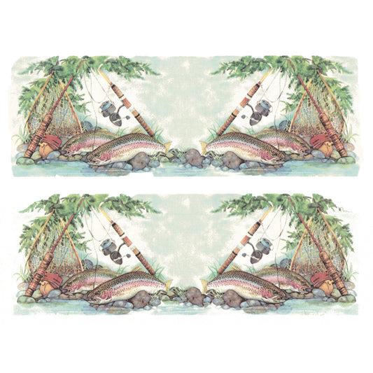 Trout Fish Wrap 2 pcs 8.5 x 3 Inch Overglaze Waterslide Ceramic Decal