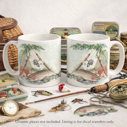 Trout Fish Wrap 2 pcs 8.5 x 3 Inch Overglaze Waterslide Ceramic Decal