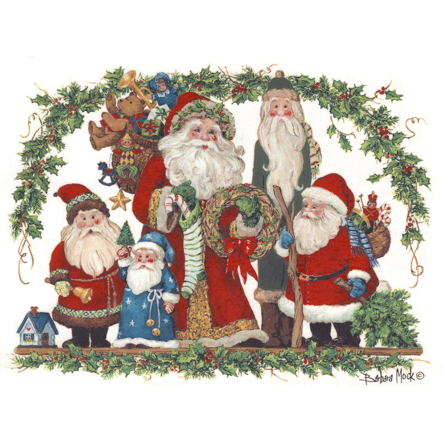 Christmas Santa Holly Group Overglaze Waterslide Ceramic Decals