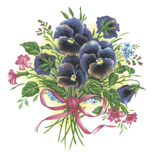 Flowers Pansy Pink Ribbon Overglaze Ceramic Decals