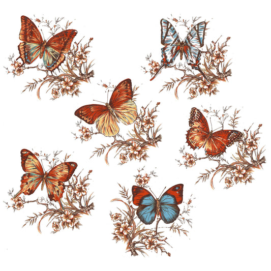 Vintage Elegant Garden Butterflies Overglaze Waterslide Ceramic Decals