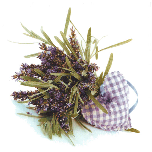 Lavender Flower Gingham Heart Overglaze Ceramic Decals