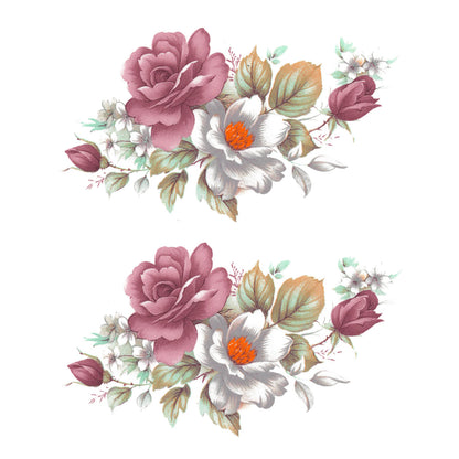 Pink White Rose Spray Overglaze Ceramic Decals