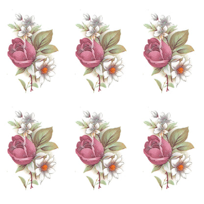 Pink White Rose Spray Overglaze Ceramic Decals