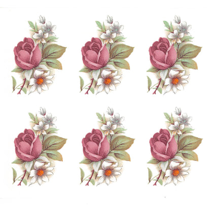 Pink White Rose Spray Overglaze Ceramic Decals