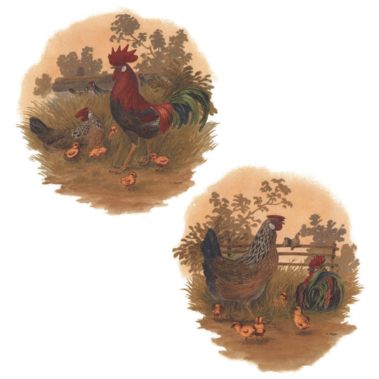Barnyard Rooster Set Overglaze Waterslide Ceramic Decal