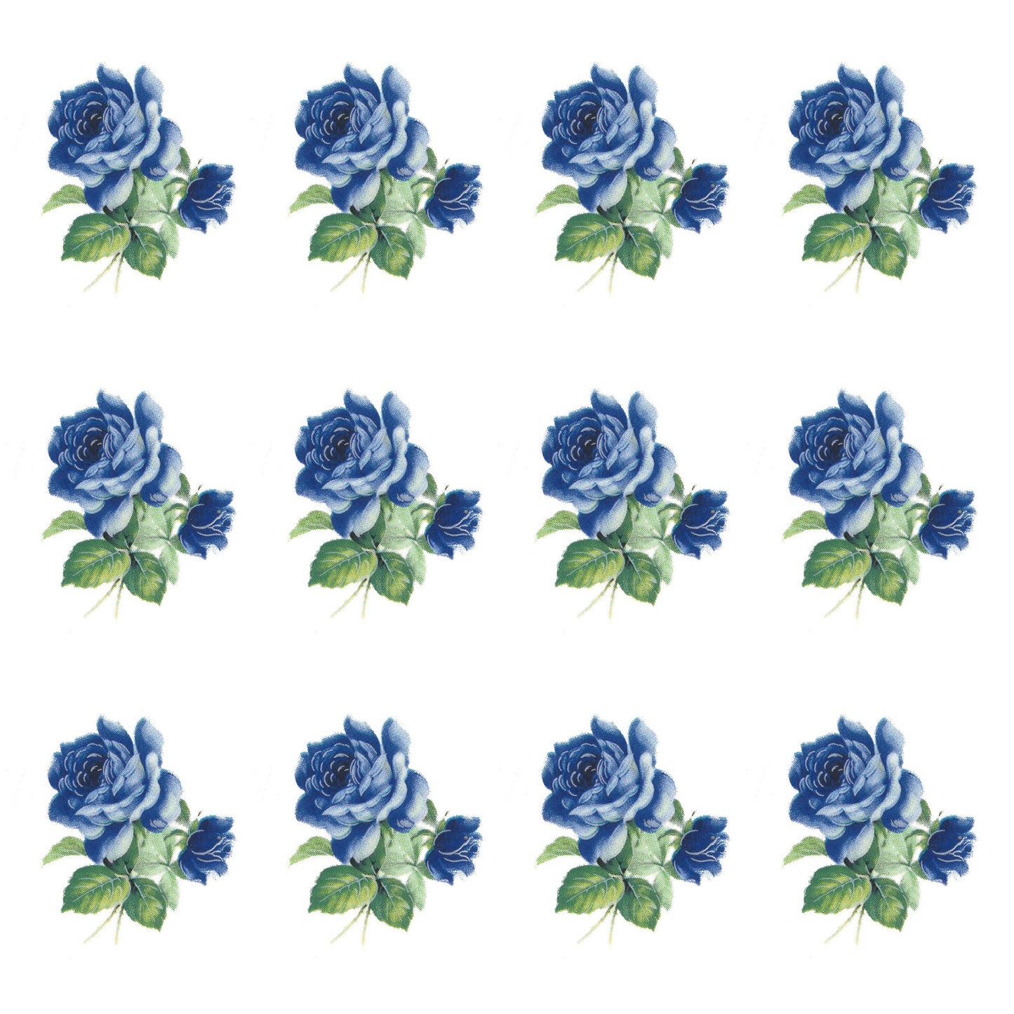 Blue Rose 1.5 Inch 12 pcs Flower Sketch Overglaze Waterslide Ceramic Decals