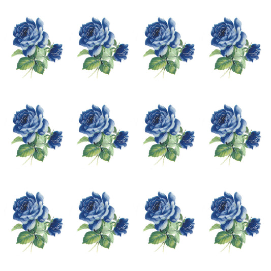 Blue Rose 1.5 Inch 12 pcs Flower Sketch Overglaze Waterslide Ceramic Decals